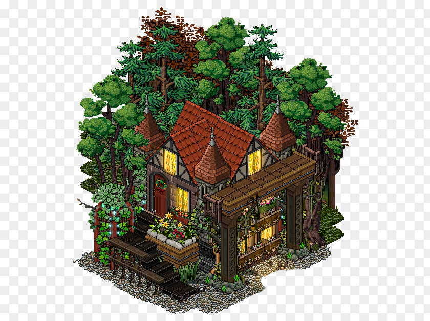 Habbo House Tree Building Social Network PNG