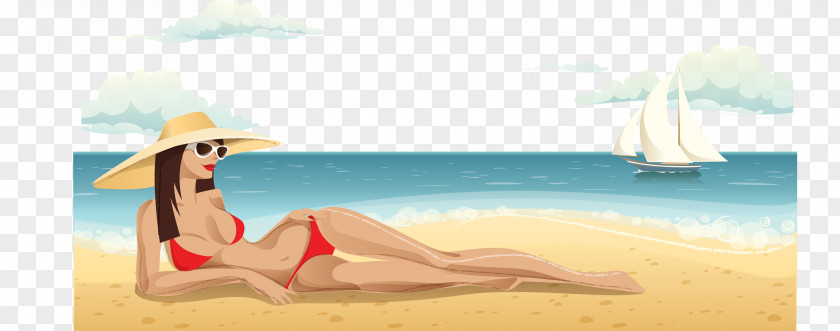 Vector Beach Cartoon Illustration PNG