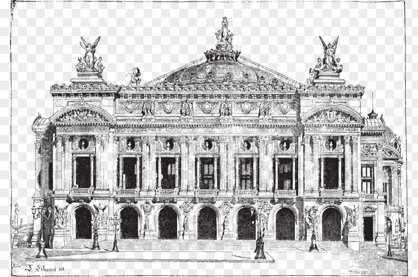 Hand-painted Castle Palais Garnier Opxe9ra Bastille Place De LOpxe9ra Paris Opera Drawing PNG
