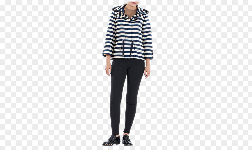 Blue Stripes Ladies Fashion Casual Jacket Jeans Tartan Shoulder Leggings PNG