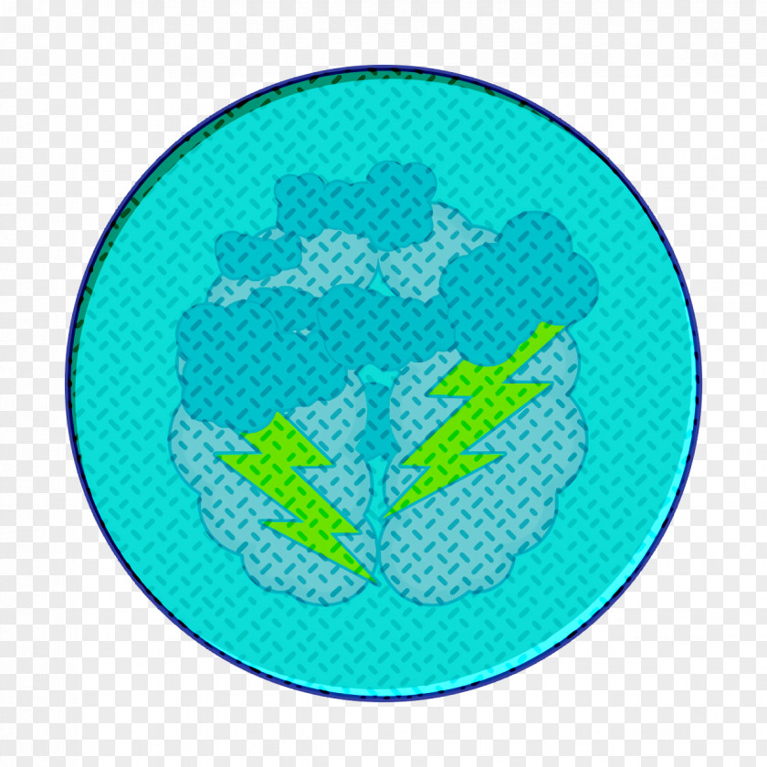 Teal Turquoise Brain Storm Icon Cloud Thunder PNG