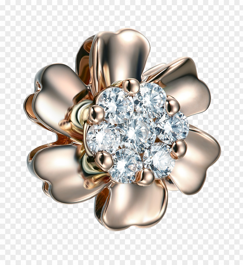 Gold Diamond Jewelry Flower Ring Jewellery PNG