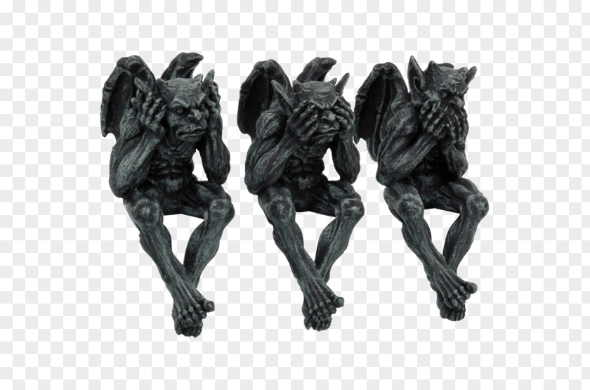 Evil Three Wise Monkeys Gargoyle Statue Figurine PNG