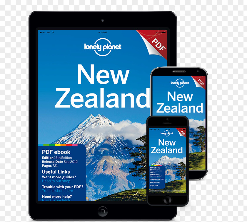 Travel Backpacking Lonely Planet New Zealand Smartphone Guidebook PNG
