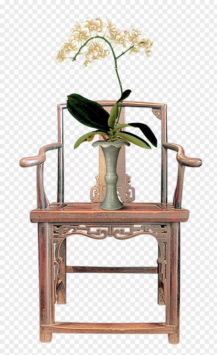 Vase On A Chair Gongbi Photography Chinese Painting PNG