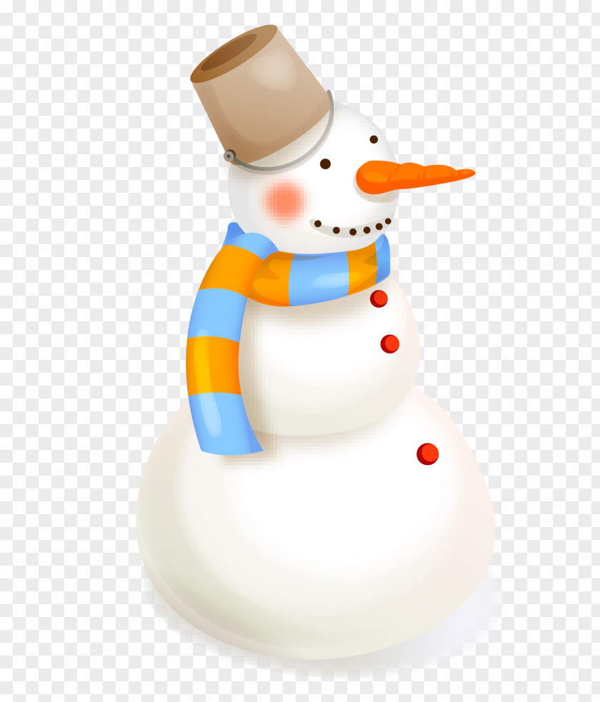 Cartoon Vector Hand Painted With Bucket Scarf Snowman Ded Moroz Christmas Clip Art PNG