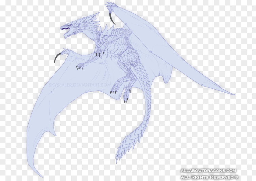 Dragon Mammal Line Art Sketch PNG
