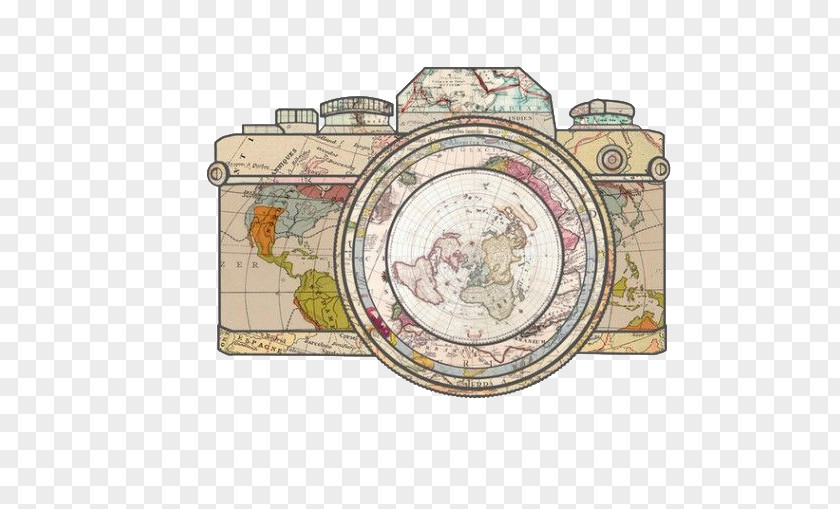 Map Camera Sticker Decal Travel Drawing Redbubble PNG