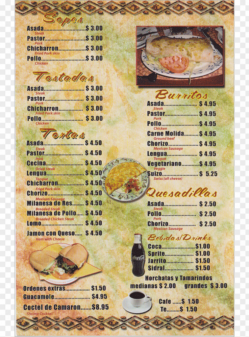 Breakfast Mexican Cuisine Spanish Menu PNG