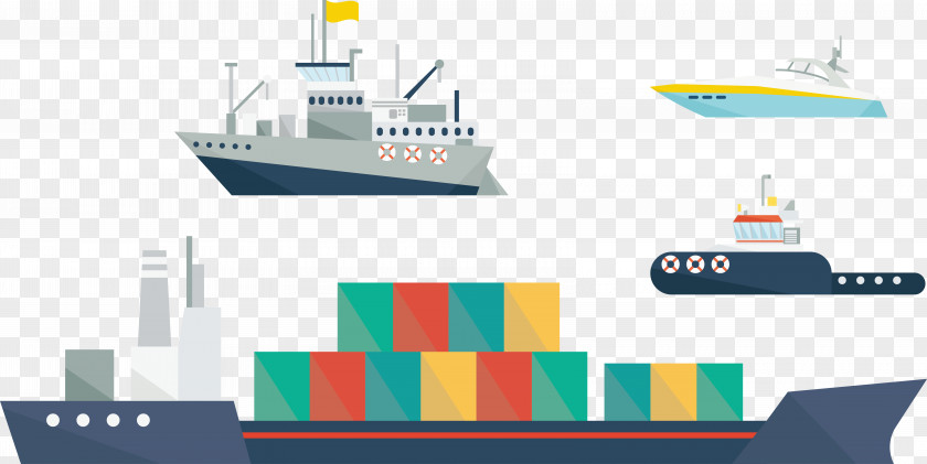 Large Container Ship Vector Boat Icon PNG