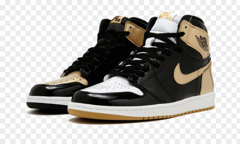 Nike Air Jordan 1 Retro High OG NRG Gold Toe Black/ Black-Metallic Sports Shoes PNG