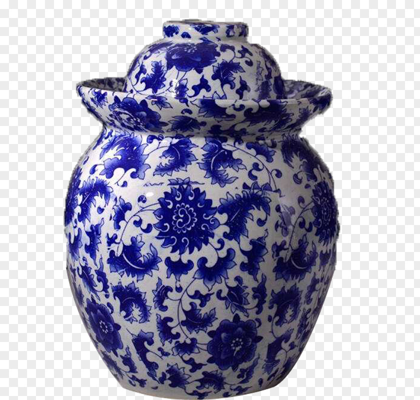 Ceramic Pickle Jar Jingdezhen Blue And White Pottery Pickling PNG