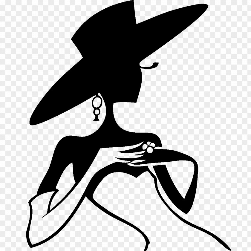 Silhouette Woman With A Hat PNG