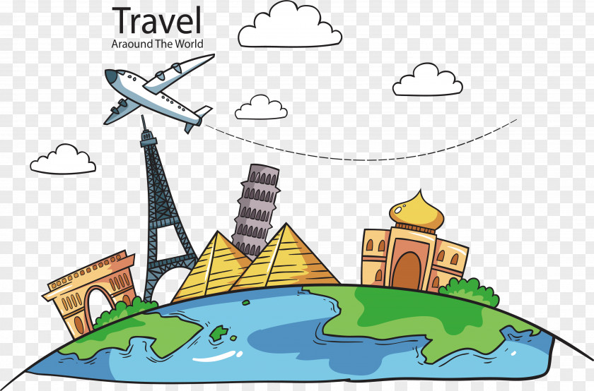 The Plane Travels Around World Airplane Clip Art PNG