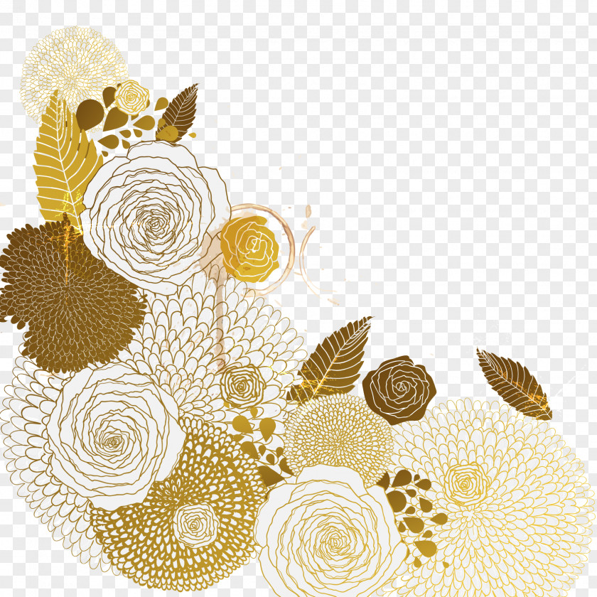 Vector Golden Flower Pattern Euclidean PNG
