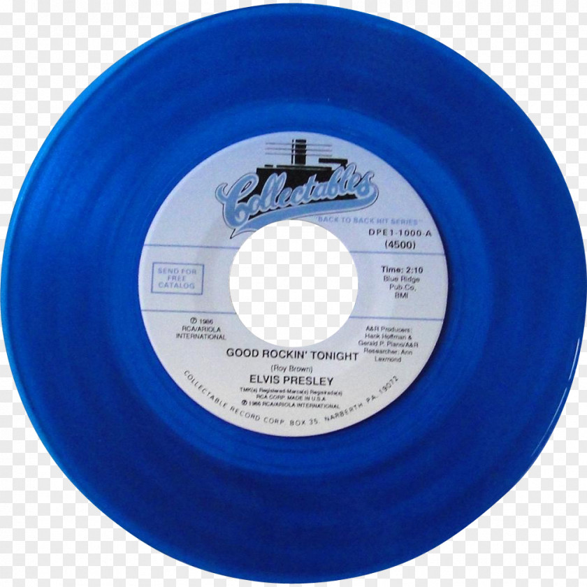 Colorful Label Phonograph Record Good Rockin' Tonight Collectable Blue I Don't Care If The Sun Shine PNG