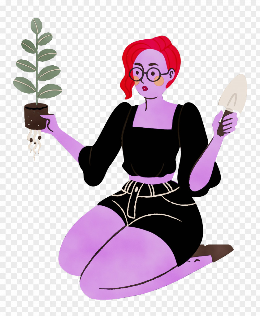 Cartoon Character Literary Planting The Garden PNG