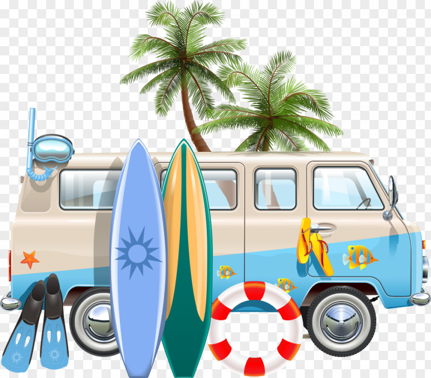 Vector Car And Surfboard Euclidean Stock Illustration PNG