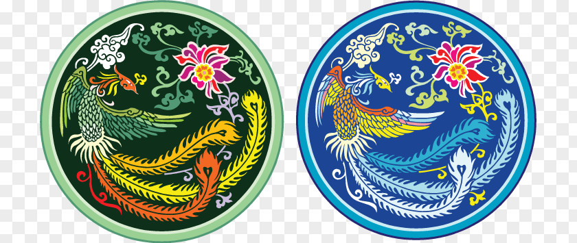 With A Dragon Pattern Vector Badge Chinese Euclidean Fenghuang Motif PNG