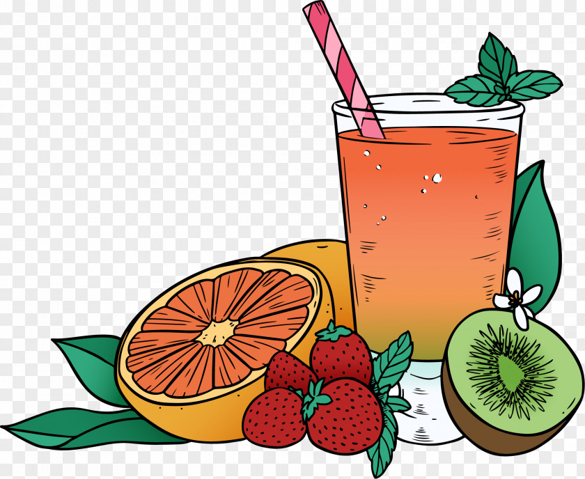 Grapefruit Strawberry Kiwifruit Mixed Juice Orange Cocktail Fruit Aguas Frescas PNG