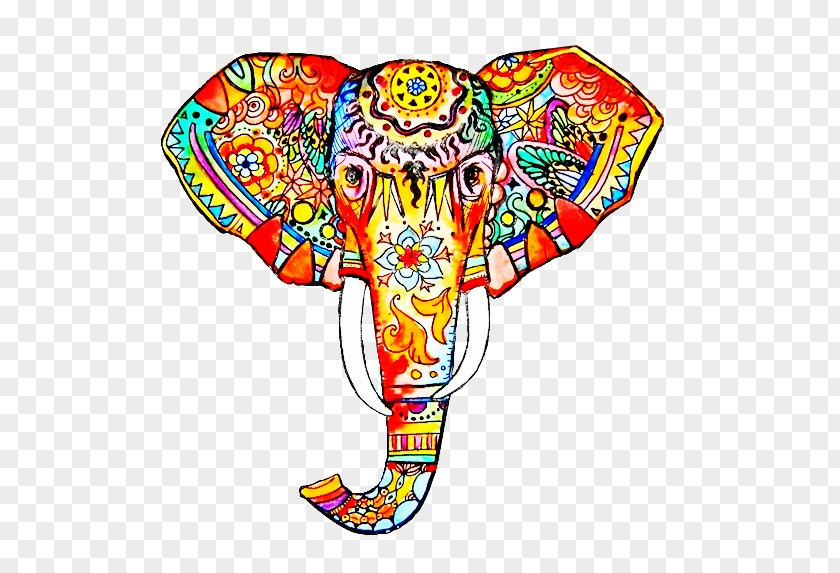 Painted Elephant Head Work Of Art Drawing Painting PNG