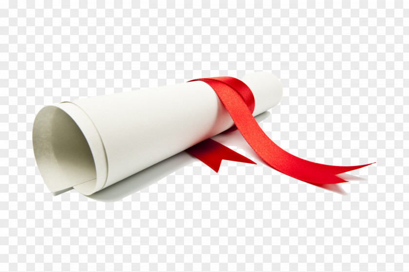 Red Ribbon Academic Certificate Diploma Scroll Certification Business PNG