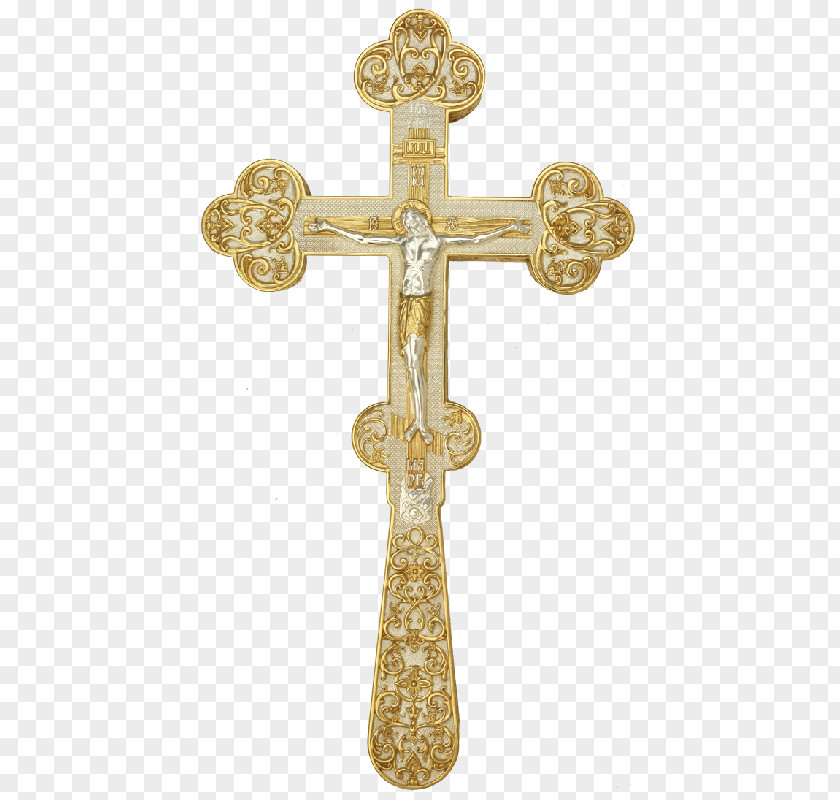 Brass Crucifix Blessing Cross Vitreous Enamel PNG