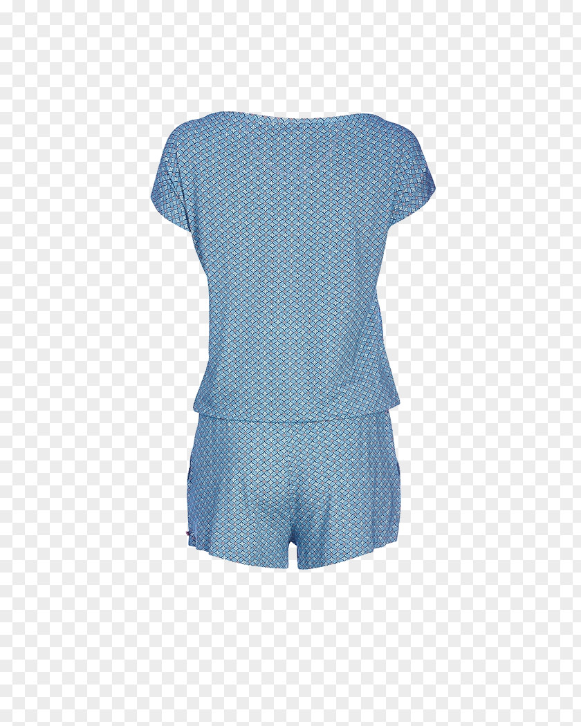 Blue Geometric Sleeve Polka Dot Shoulder Blouse Dress PNG
