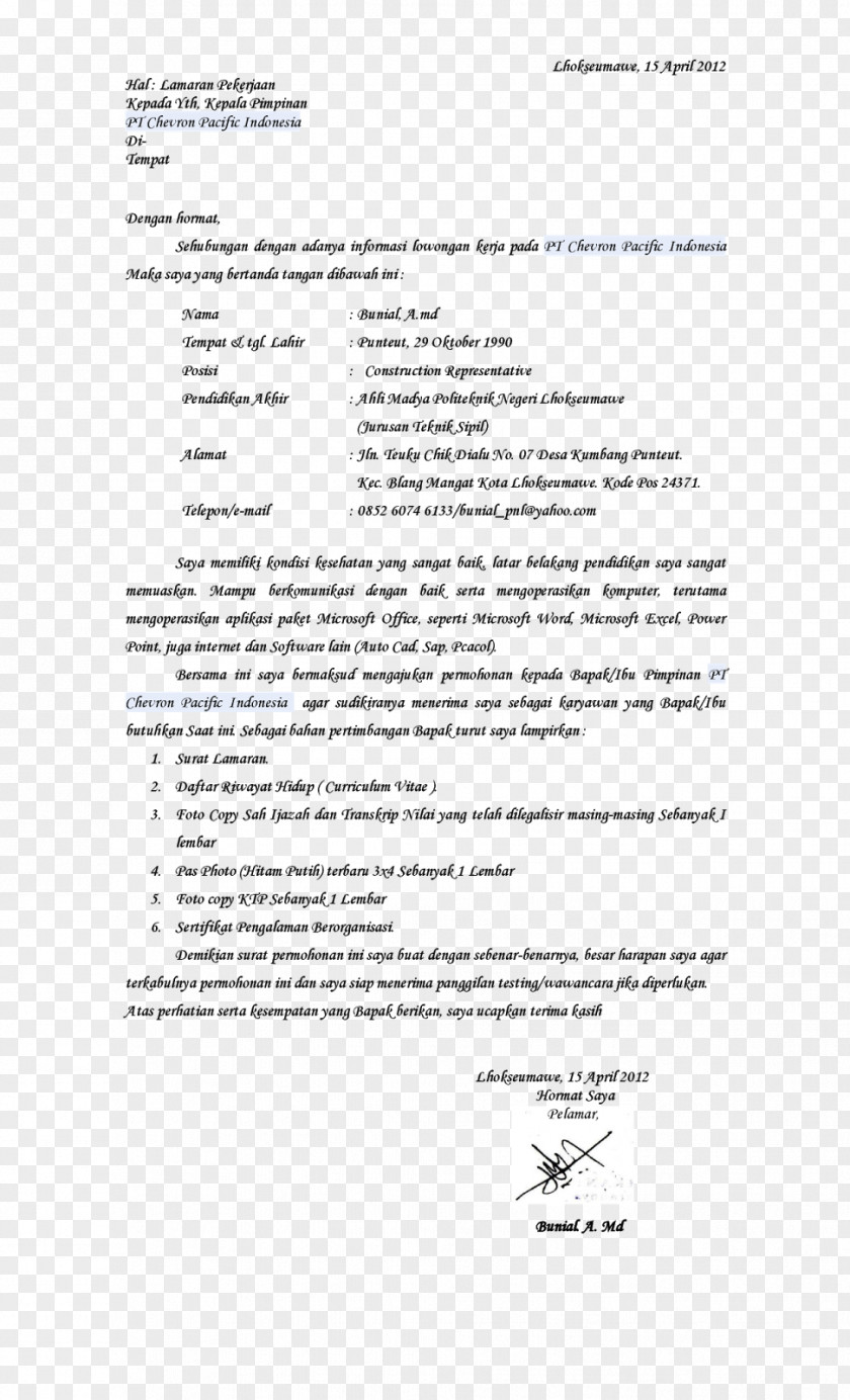 Tahu Cover Letter Application For Employment Résumé PNG