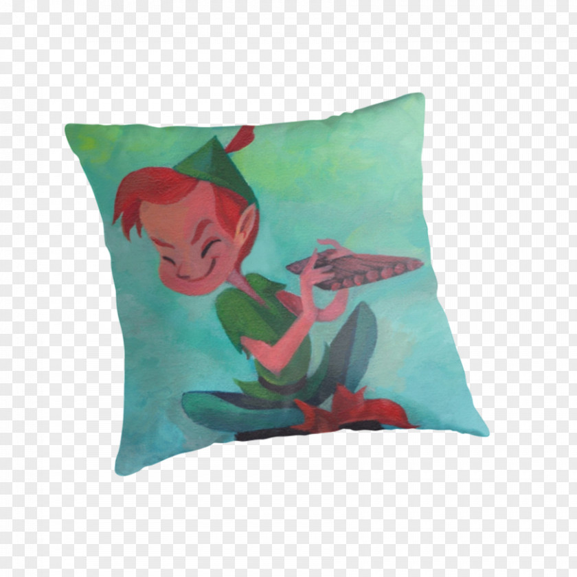 Peter Pan Throw Pillows Cushion Teal Turquoise PNG