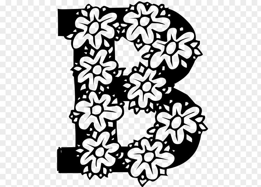 Stencil Numerical Digit Floral Design Monochrome Painting PNG