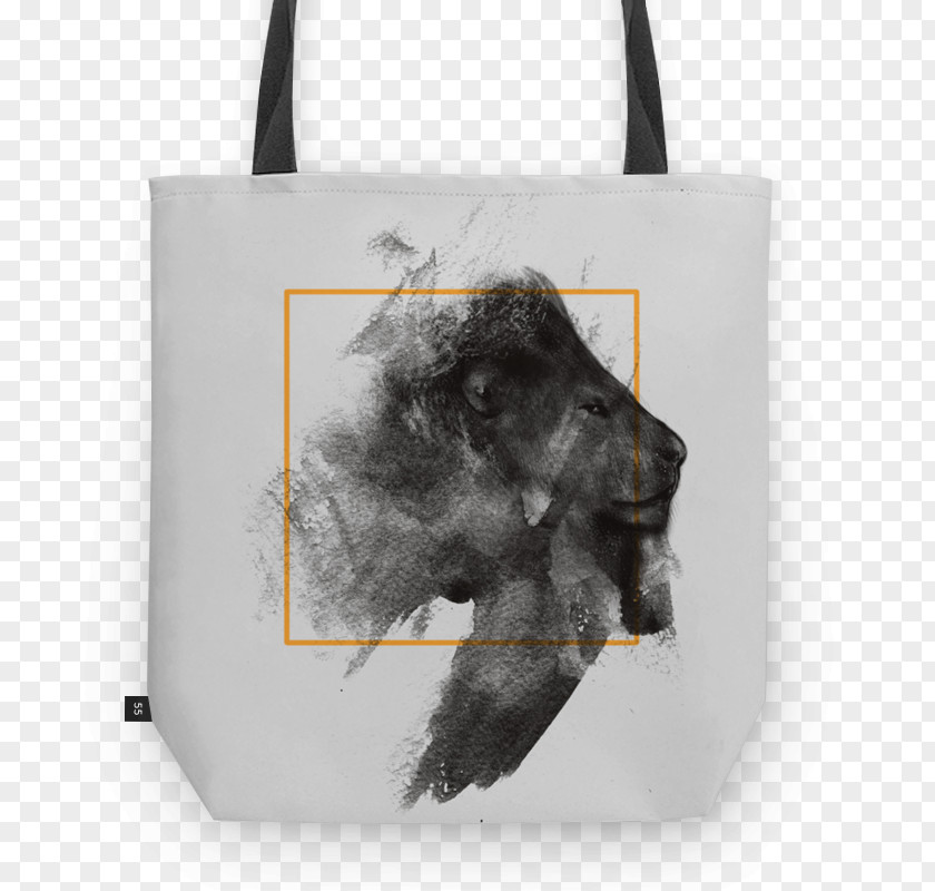 Lion Illustration T-shirt Art Cotton Knitted Fabric Tote Bag PNG