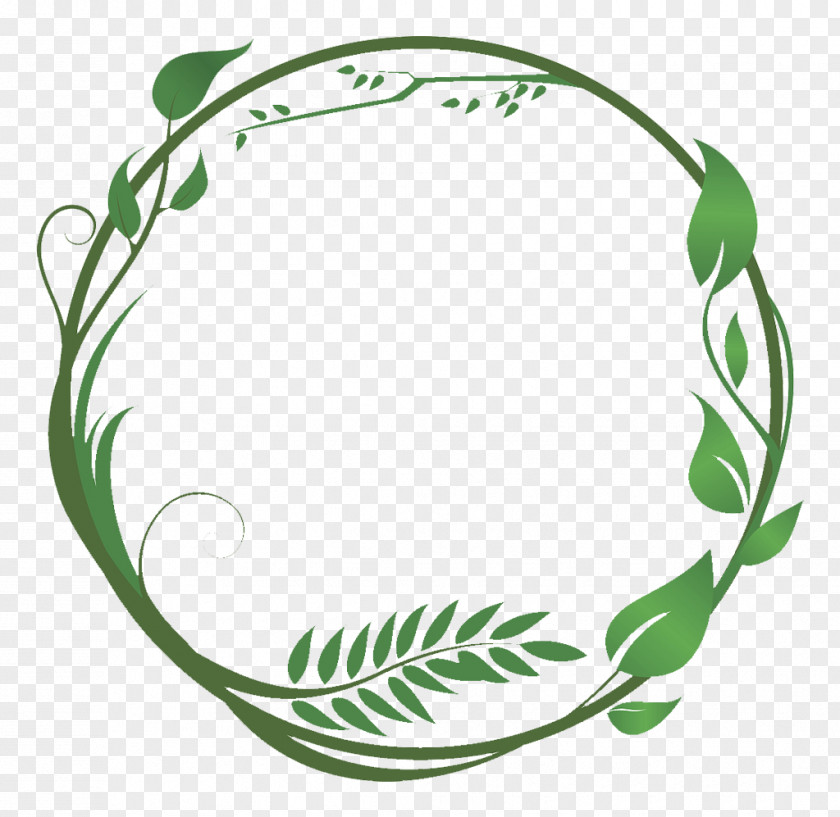 Vector Green Leaves And Branches Combination Ring Common Ivy Leaf Vine PNG