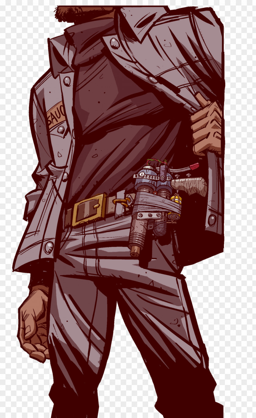 Zip Gun Mercenary Illustration Maroon Armour Cartoon PNG