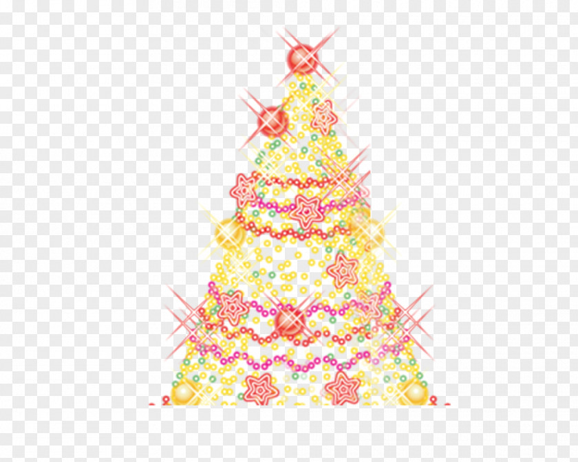 Golden Luminous Christmas Tree Ded Moroz Ornament New Year PNG