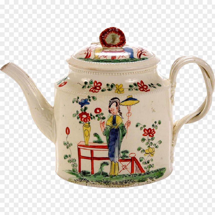 Chinoiserie Teapot Porcelain Creamware Tableware Ceramic PNG