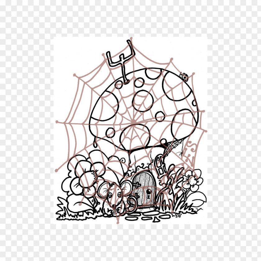 Mushroom Houses Sketch Line Art Illustration Visual Arts Cartoon PNG