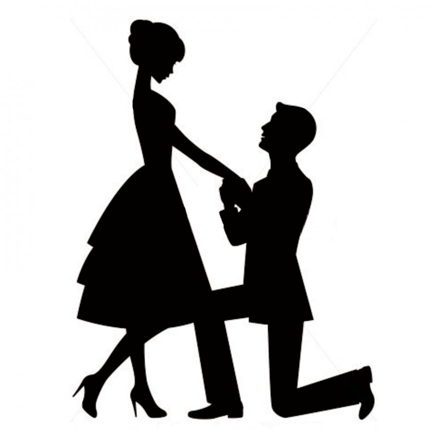 Groom Marriage Proposal Engagement Wedding Cake Topper Silhouette Romance PNG