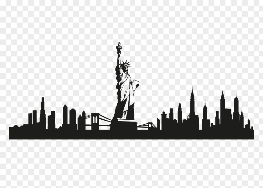 Statue Of Liberty Skyline Wall Decal Sticker PNG