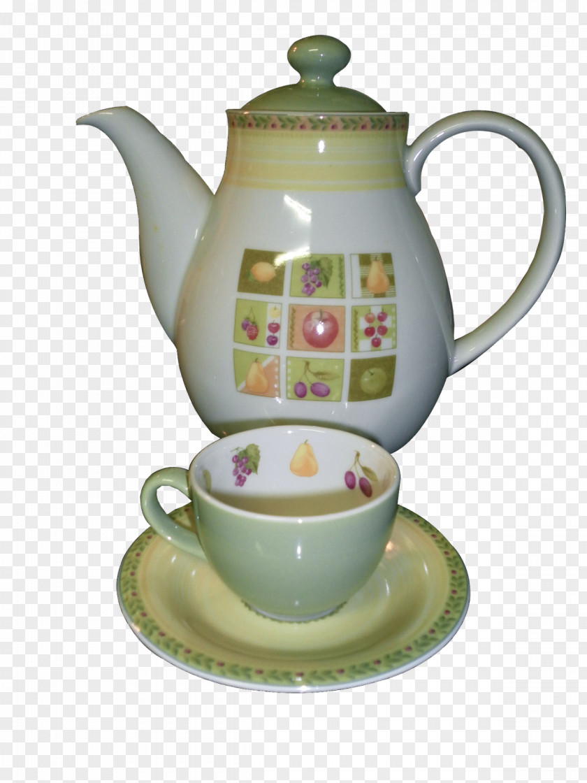Kettle Saucer Porcelain Teapot Pottery PNG
