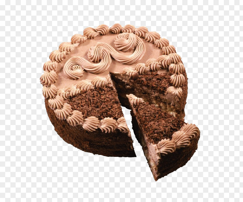 Chocolate Cream Cake Is Cut Torte Birthday Ganache PNG