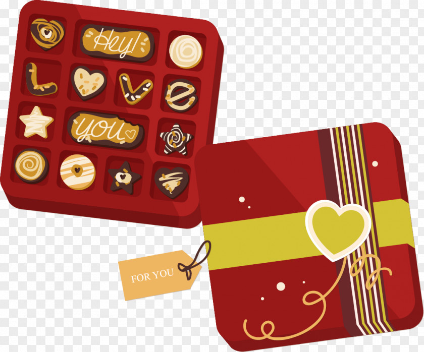 Vector Hand-painted Chocolate Gift Box Chip Cookie Dulce De Leche Biscuit PNG