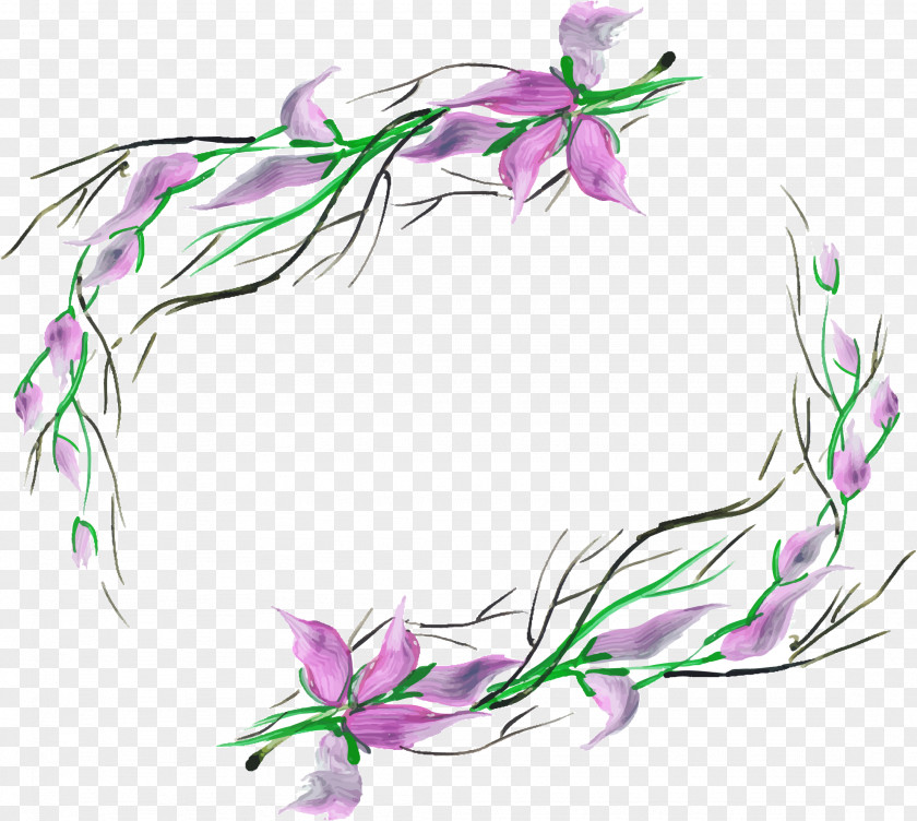 Vector Hand-painted Flower Borders PNG