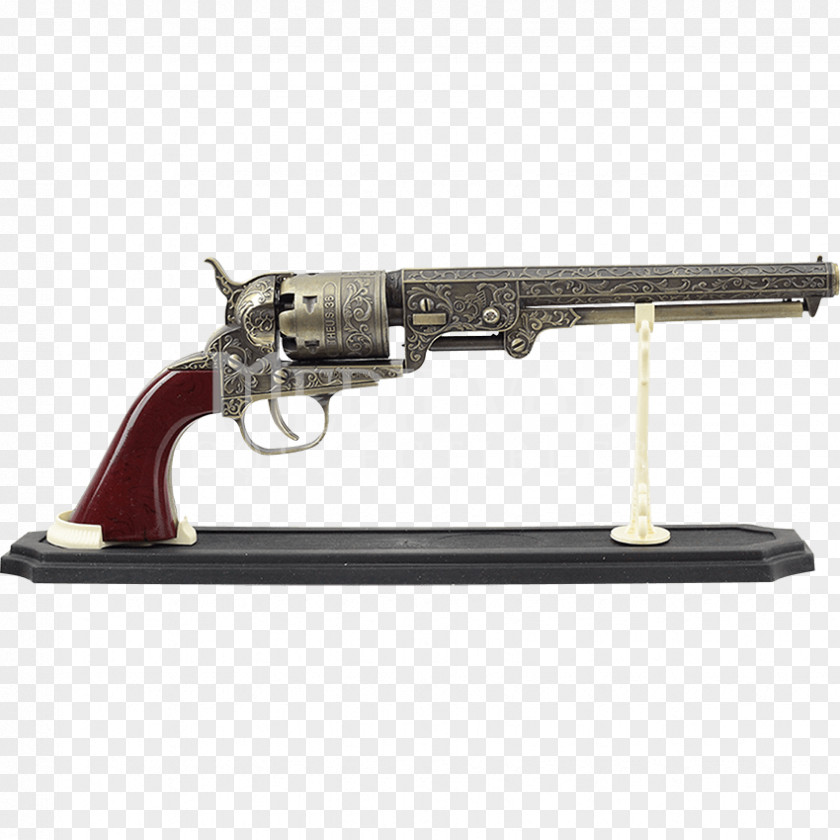Antique Brass Colt 1851 Navy Revolver Firearm Gun Weapon PNG