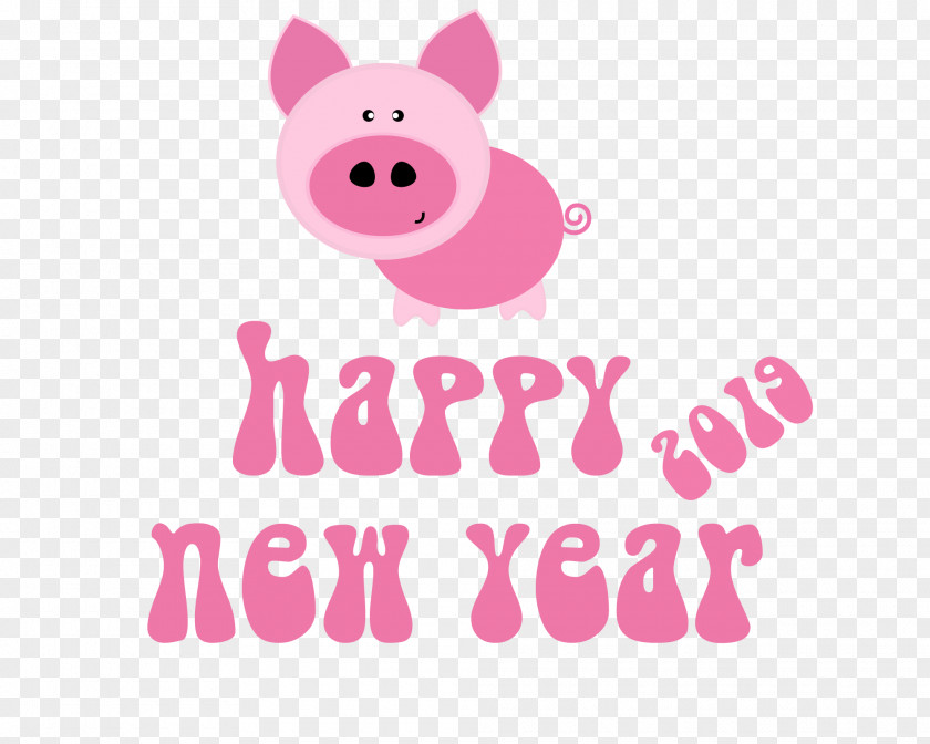 Cute Pink Pig.Others Happy New Year 2019 PNG