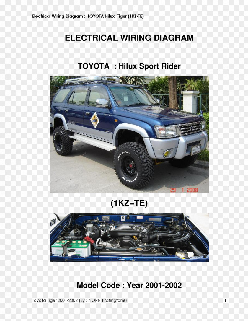 Toyota Hilux 4Runner Wiring Diagram Tire PNG