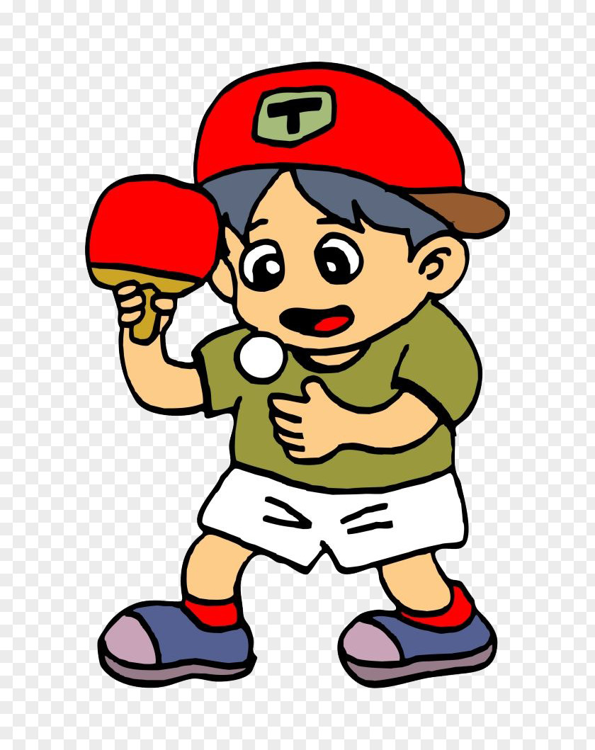 Playing Table Tennis Cartoon With Red Hat Play Sport PNG