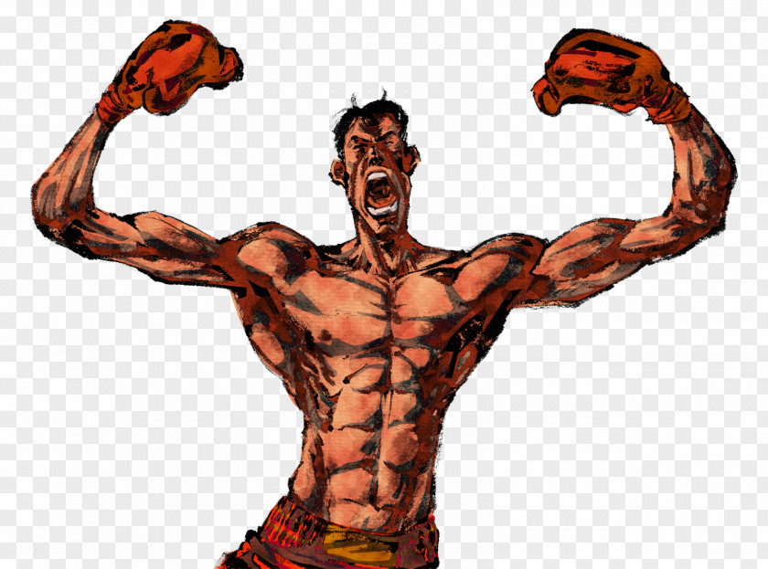 Hand-painted Bodybuilding Cartoon PNG