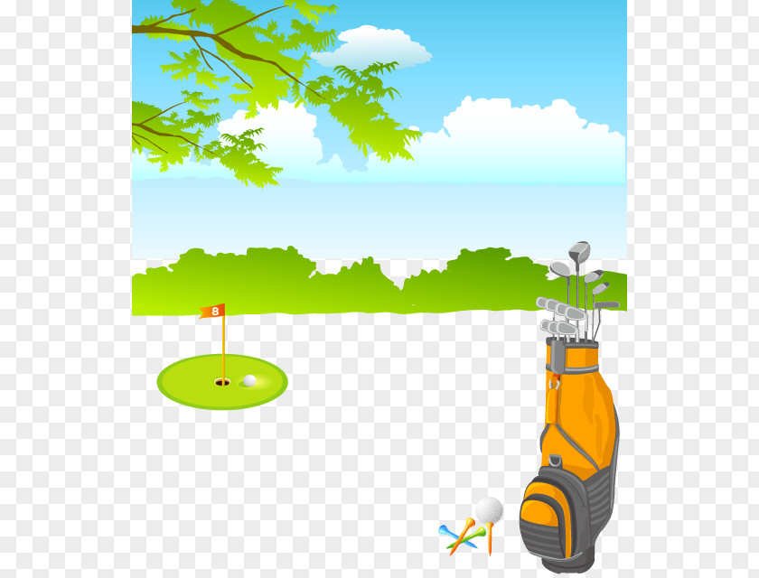 Hand-painted Golf Course Club Ball PNG