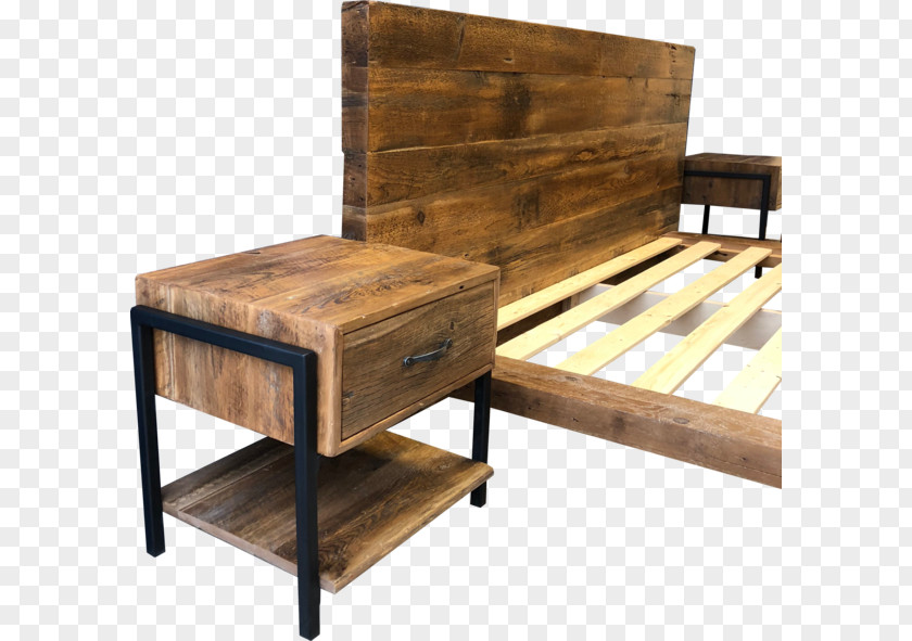 Wooden Platform Bed Frame Table Reclaimed Lumber PNG